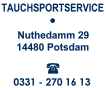 Adresse Tauchsportservice Potsdam